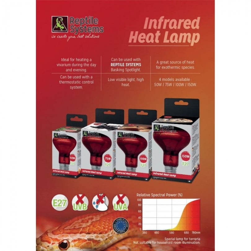 Reptile Systems Infrared Heat Lamps 50w-150w